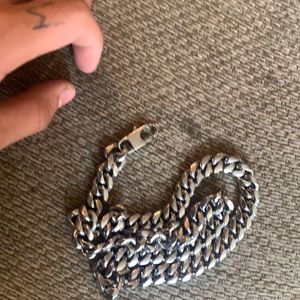 12 mm silver chain Cuban